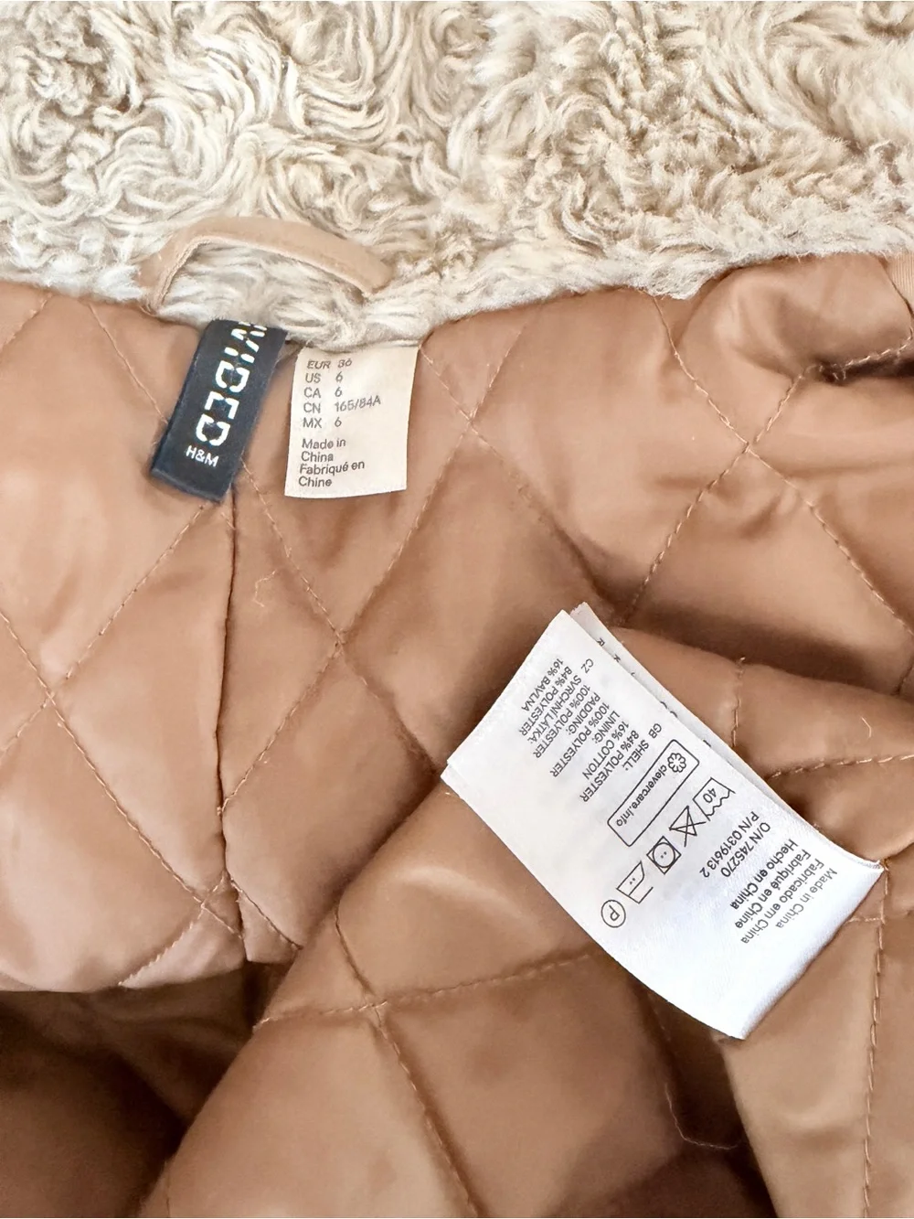Tan Parka Coat Faux Fur-Lined Hood Winter interior quilted cozy bulky mid-length